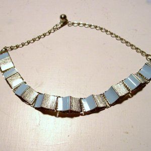 Vintage Baby Blue Silver Tone Choker Necklace